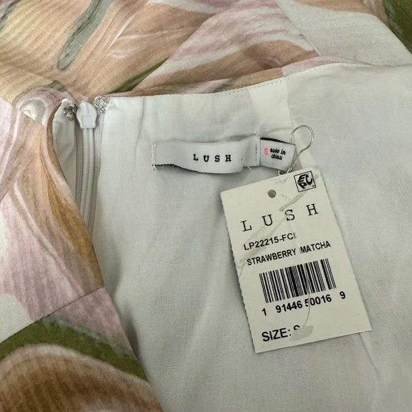 Lush Brown and Green Swirl Print Halter Open Back Jumpsuit in Strawberry Matcha - Picture 12 of 16